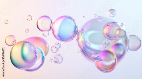 abstract holographic liquid bubbles glossy 3d shapes isolated on white background digital art photo