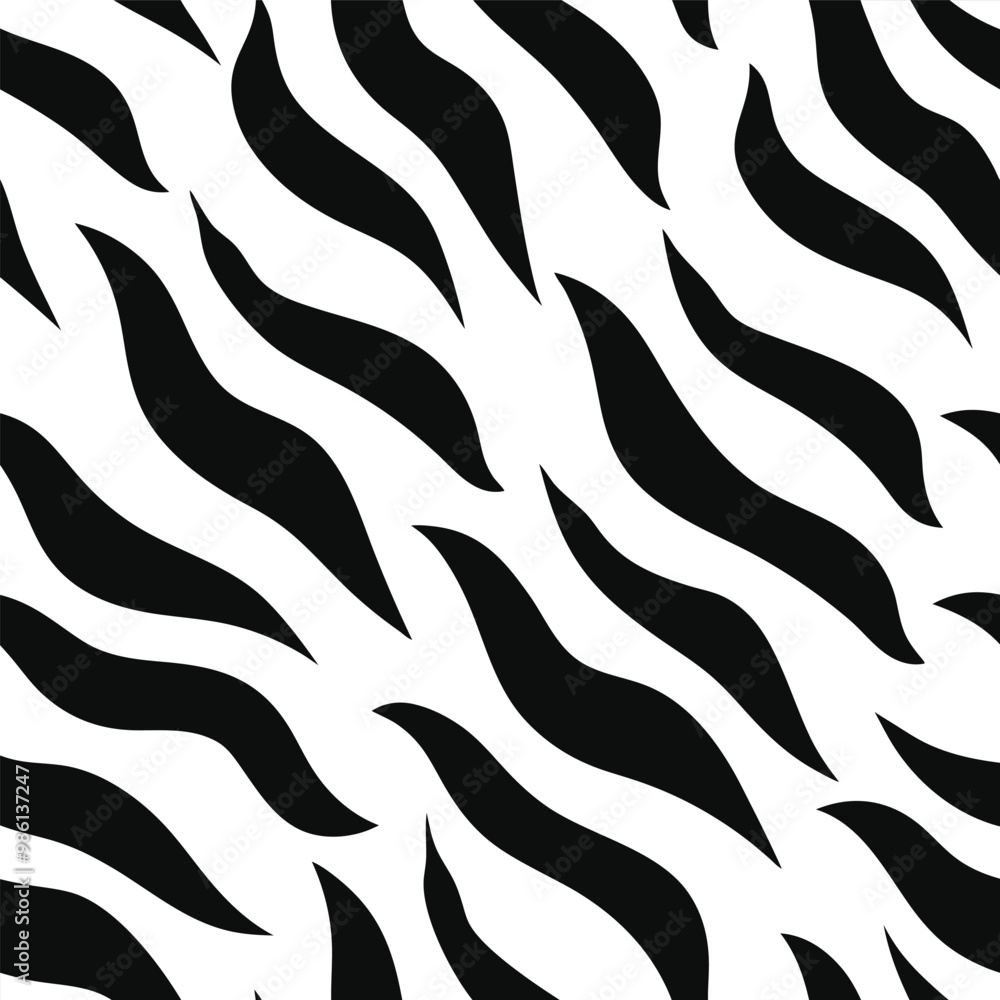 Seamless Zebra Animal Fur Pattern Vector Design. Seamless Zebra Animal Fur Pattern Vector Design.