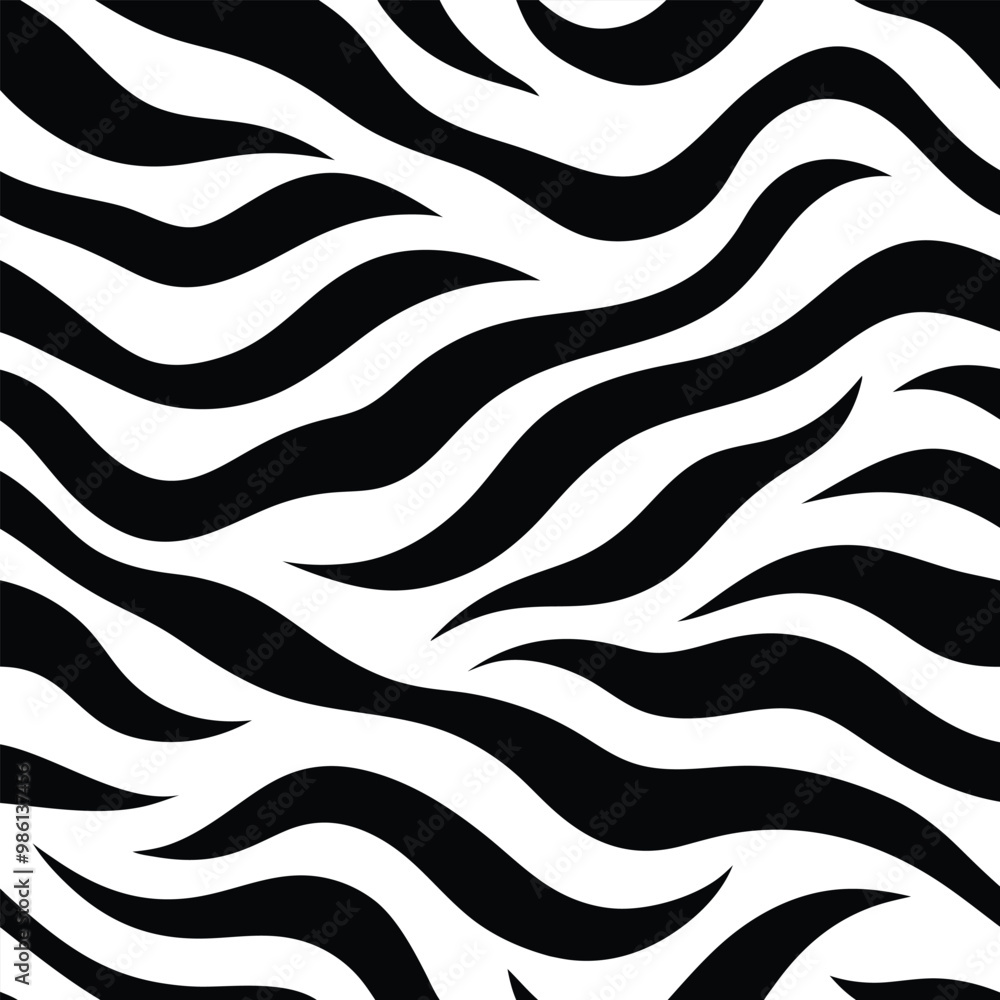 Seamless Zebra Animal Fur Pattern Vector Design. Seamless Zebra Animal Fur Pattern Vector Design.