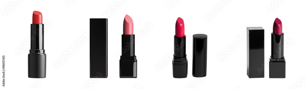 Stylish collection of lipsticks in various shades, captured on a clean, minimalistic background. Stylish collection of lipsticks in various shades, captured on a clean, minimalistic background.