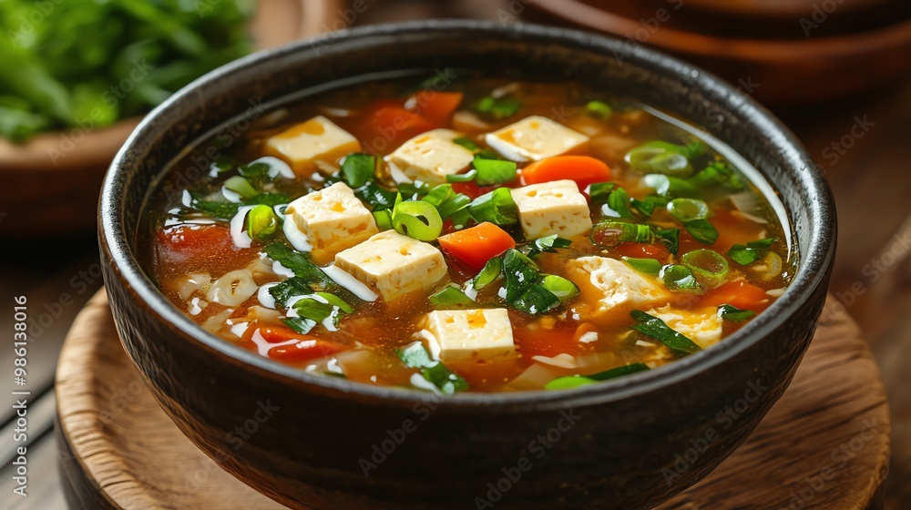 Vegetarian tofu soup is a light and nutritious brothbased dish made with soft tofu and fresh vegetables Vegetarian tofu soup is a light and nutritious brothbased dish made with soft tofu and fresh vegetables