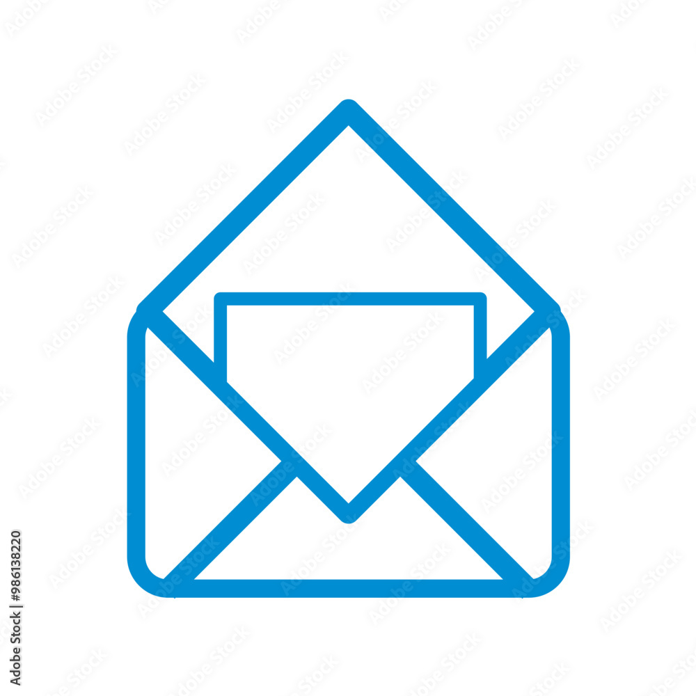 Blue vector icon. A letter in an envelope Blue vector icon. A letter in an envelope