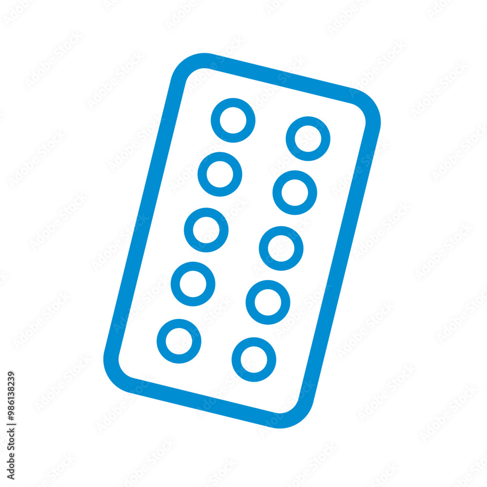 Blue vector icon. A block of medical pills Blue vector icon. A block of medical pills