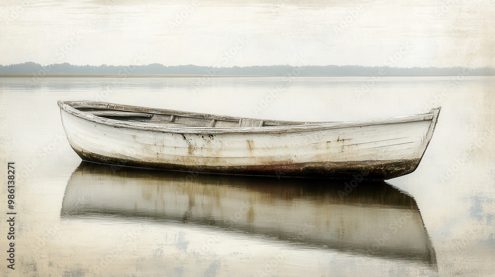 Naklejka premium Boat lake faded. Generative AI