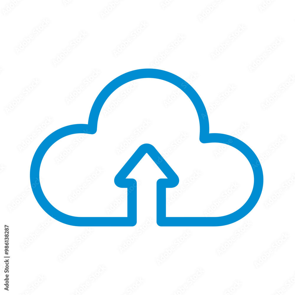 Blue vector icon. Arrow inside the cloud Blue vector icon. Arrow inside the cloud