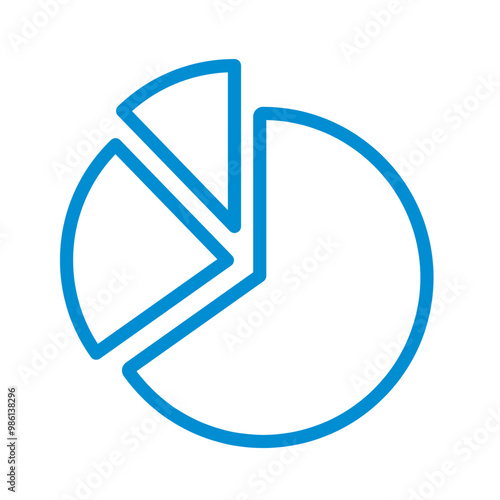 Blue vector icon. Pie chart with sectors