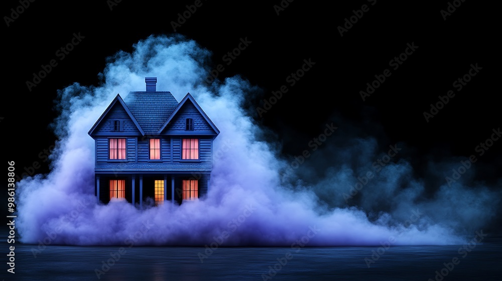 Mysterious House Surrounded by Fog and Darkness Mysterious House Surrounded by Fog and Darkness