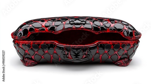 Unique Black and Red Decorative Container with Glossy Finish