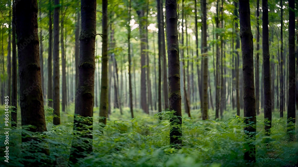 Blurred bokeh of a lush, green forest Blurred bokeh of a lush, green forest