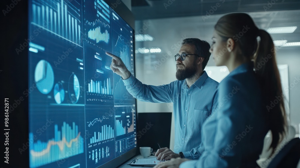 business people working in office, looking to different charts with growing revenue in the future business people working in office, looking to different charts with growing revenue in the future