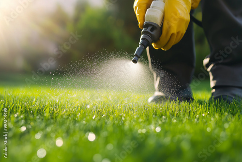  Man spraying weeds from a sprayer.