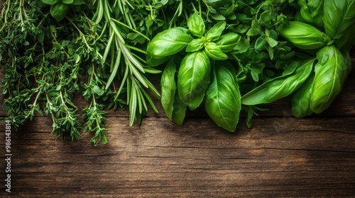 Fresh herbs rosemary basil salvia. Generative AI