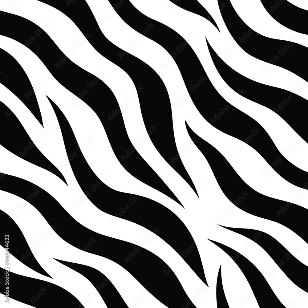 Seamless Zebra Animal Fur Pattern Vector Design. Seamless Zebra Animal Fur Pattern Vector Design.