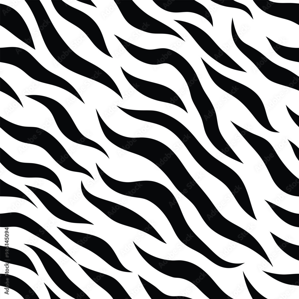 Seamless Zebra Animal Fur Pattern Vector Design. Seamless Zebra Animal Fur Pattern Vector Design.