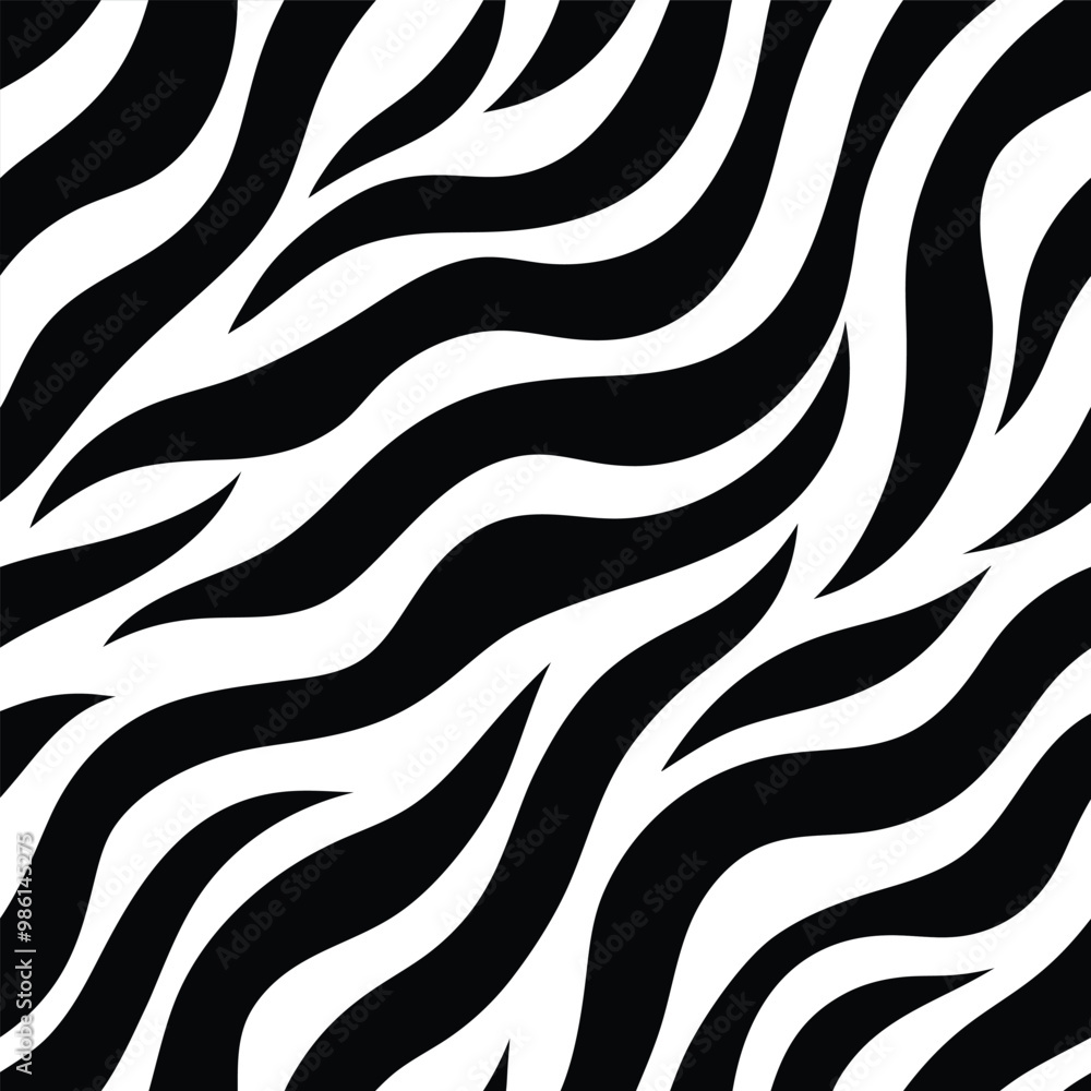 Seamless Zebra Animal Fur Pattern Vector Design. Seamless Zebra Animal Fur Pattern Vector Design.