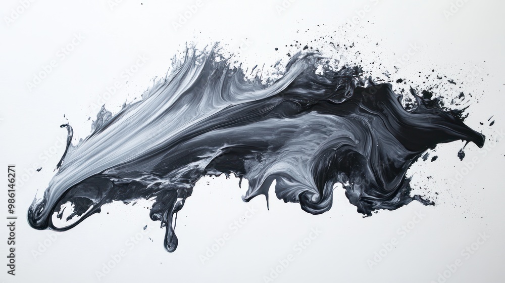Black and white paint splatter isolated on white background. Black and white paint splatter isolated on white background.
