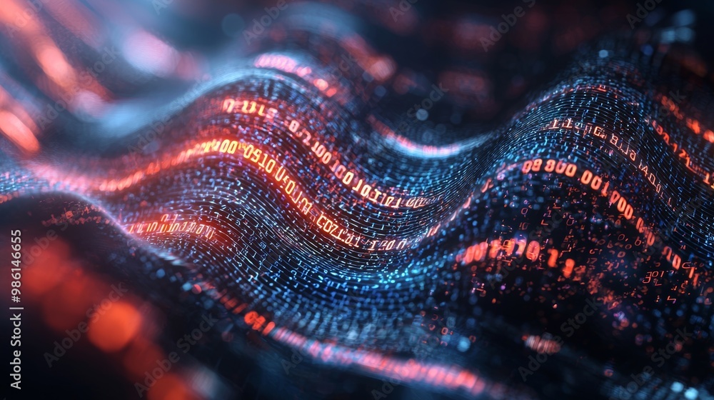 3D Wave of Numbers Visualizing Data Flow - Futuristic High Fidelity Digital Background 3D Wave of Numbers Visualizing Data Flow - Futuristic High Fidelity Digital Background