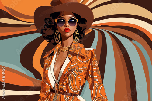 runway fashion inspires by Pan African symbolism x western American aesthetic. Modeled in the 70s