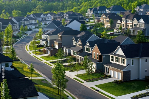 Wallpaper Mural Town houses in coolamon at the end of a cul-de-sac from above. Beautiful simple AI generated image Torontodigital.ca
