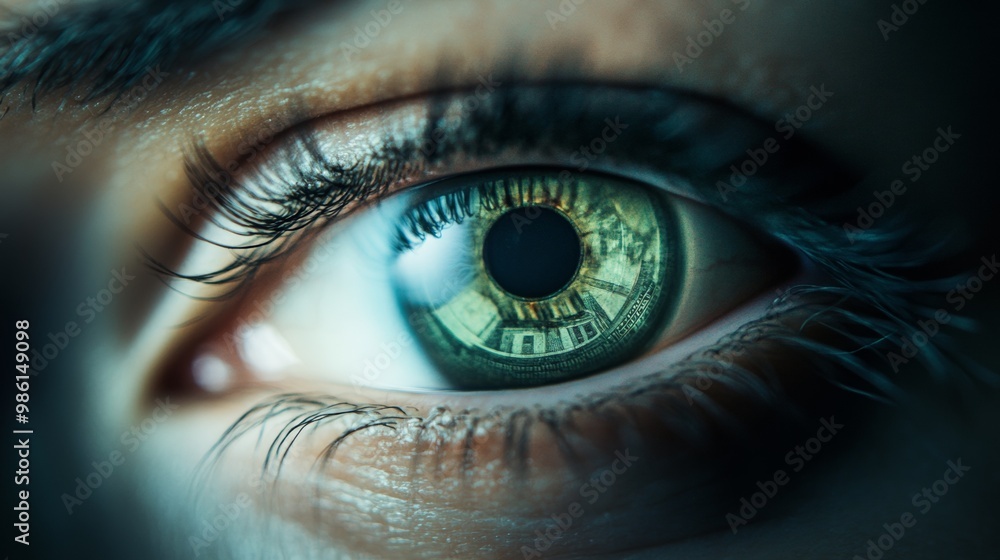 Fototapeta premium Venal Concept. Eye with Money Iris Symbolizing Sellout