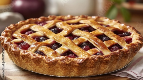 Pie, cherries, summer. Generative AI