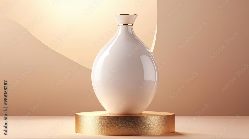 Elegant white vase showcased on a golden pedestal with soft lighting, perfect for home decor or artistic compositions. Elegant white vase showcased on a golden pedestal with soft lighting, perfect for home decor or artistic compositions.