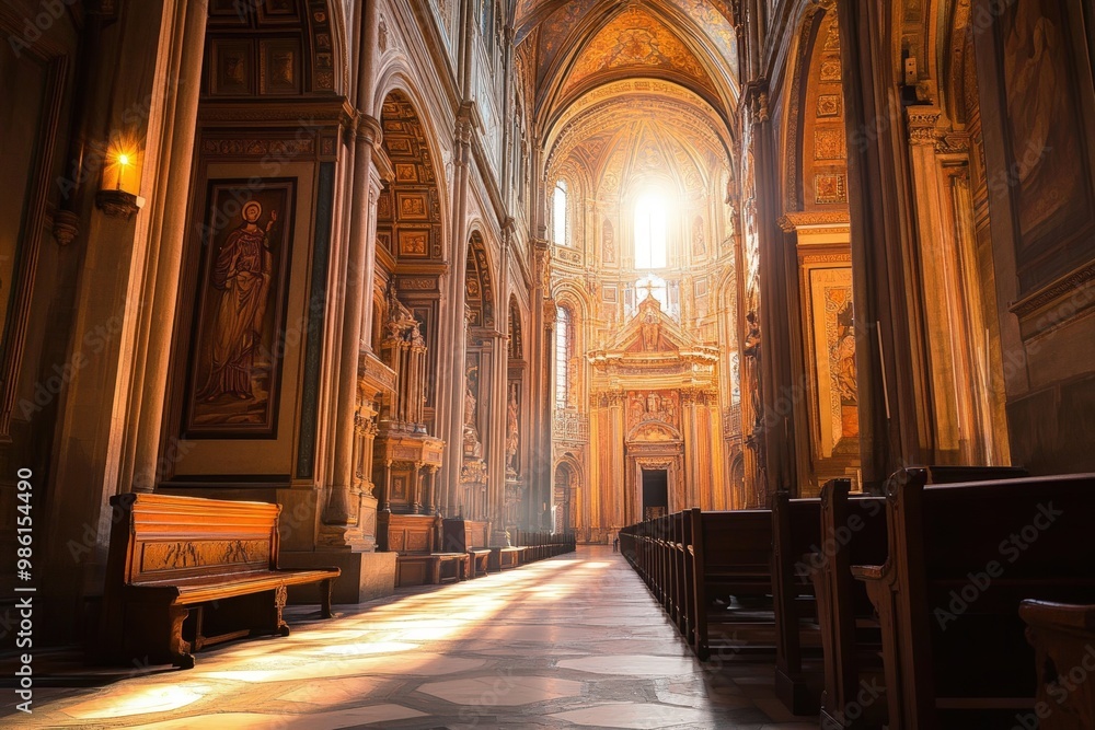 Fototapeta premium A quaint thatched-roof cottage in the countryside, surrounded by lush green trees and foliage, evoking a dreamy fairytale atmosphere.. Beautiful simple AI generated image