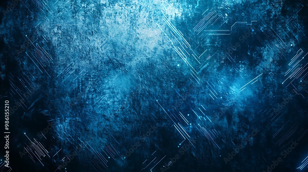 Abstract Grunge Blue Background with Neon Circuit Lines Abstract Grunge Blue Background with Neon Circuit Lines
