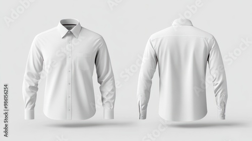 White long sleeve shirt mockup with front and back view.