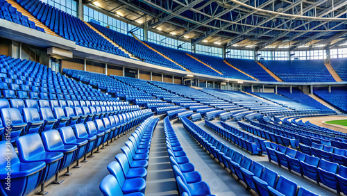 Stadium with blue seats, stadium, sports, arena, seating, event, venue, empty, rows, chairs, bleachers, crowd, large