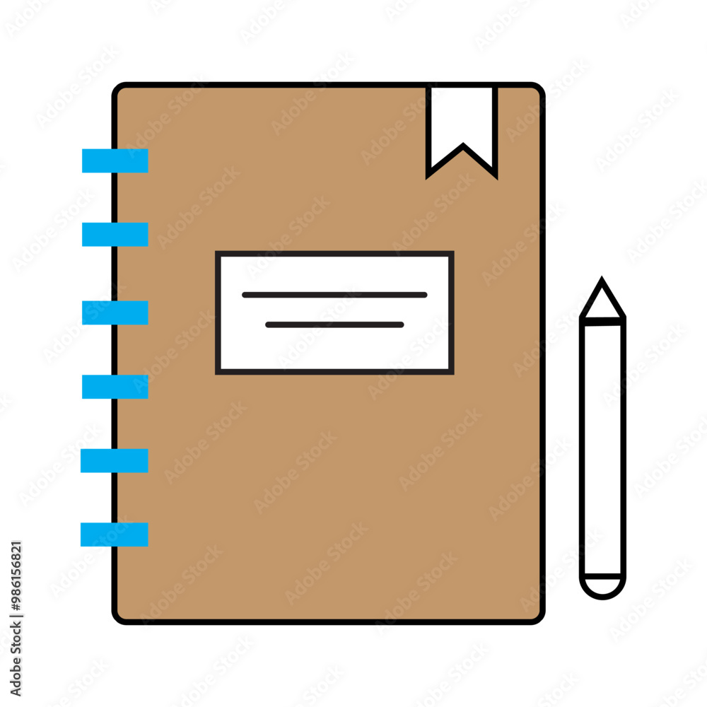 Isolated outline vector icon of a notebook Isolated outline vector icon of a notebook
