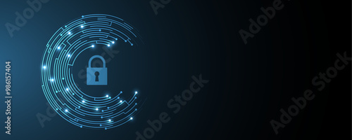 Cyber security and information or network protection. Vecor art.