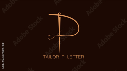 Simple and Minimalist logo design illustration Needle and initial P
