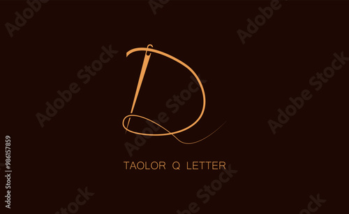 Simple and Minimalist logo design illustration Needle and initial Q
