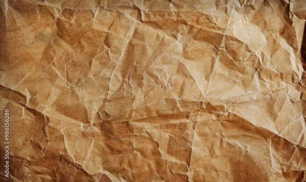 Close-up of wrinkled brown paper texture. Rustic and recycled material concept for eco-friendly design and packaging. Close-up of wrinkled brown paper texture. Rustic and recycled material concept for eco-friendly design and packaging.