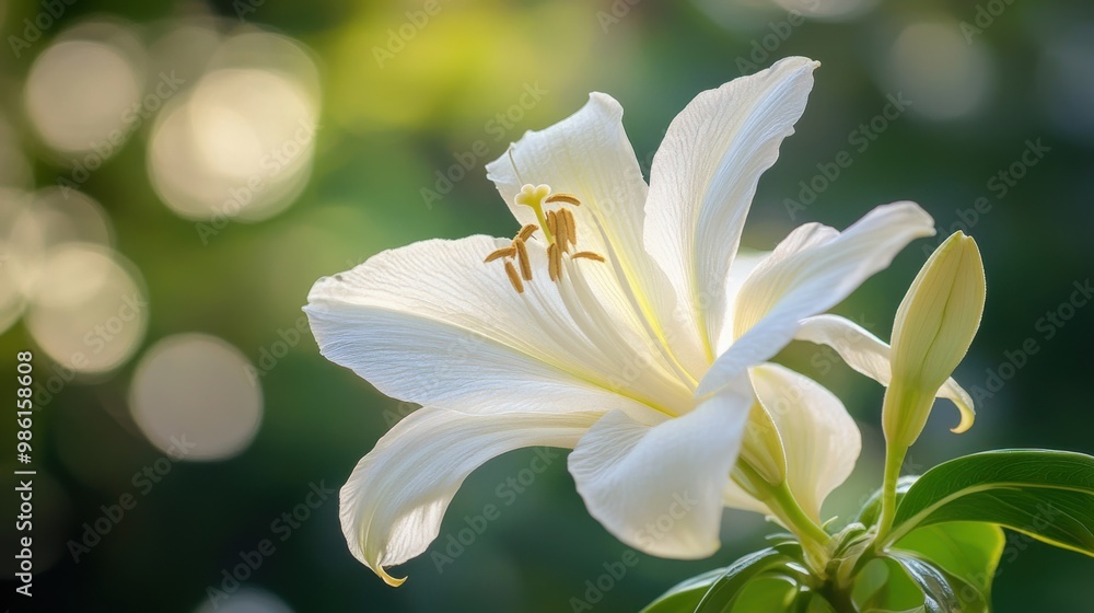 White flower orchid lily. Generative AI White flower orchid lily. Generative AI