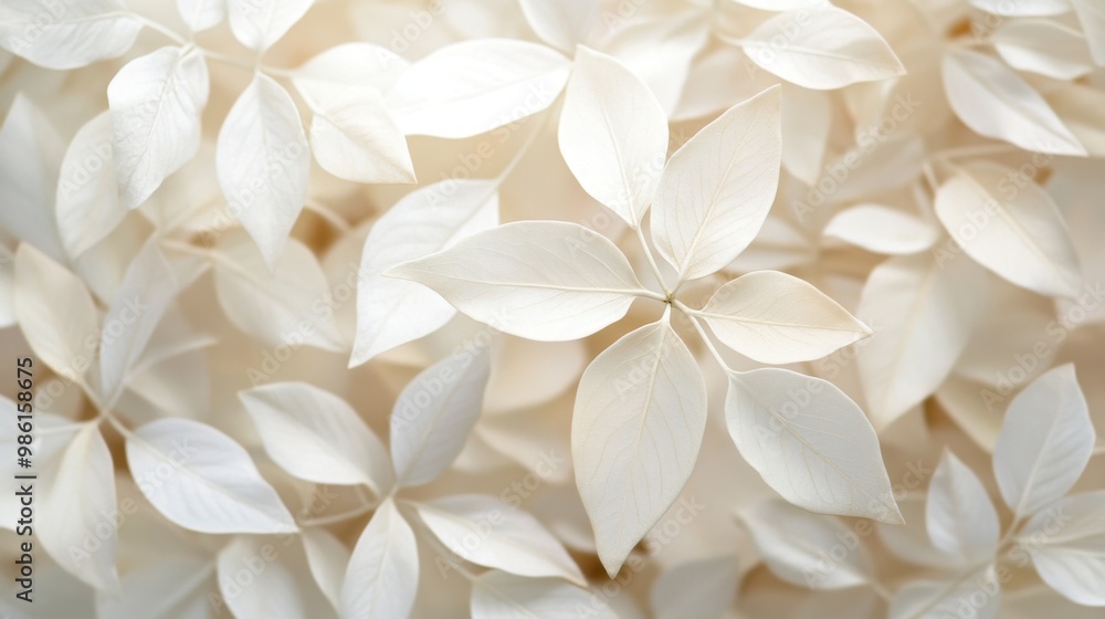 White leaves, delicate. Generative AI White leaves, delicate. Generative AI