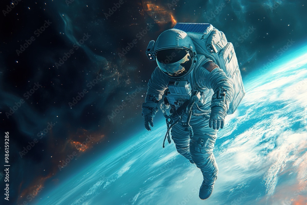 astronaut floating in outer space nebula galaxy stars background animation -- 4k new stock video footage . Beautiful simple AI generated image astronaut floating in outer space nebula galaxy stars background animation -- 4k new stock video footage . Beautiful simple AI generated image