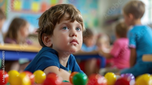 An autistic child participating in a special education class