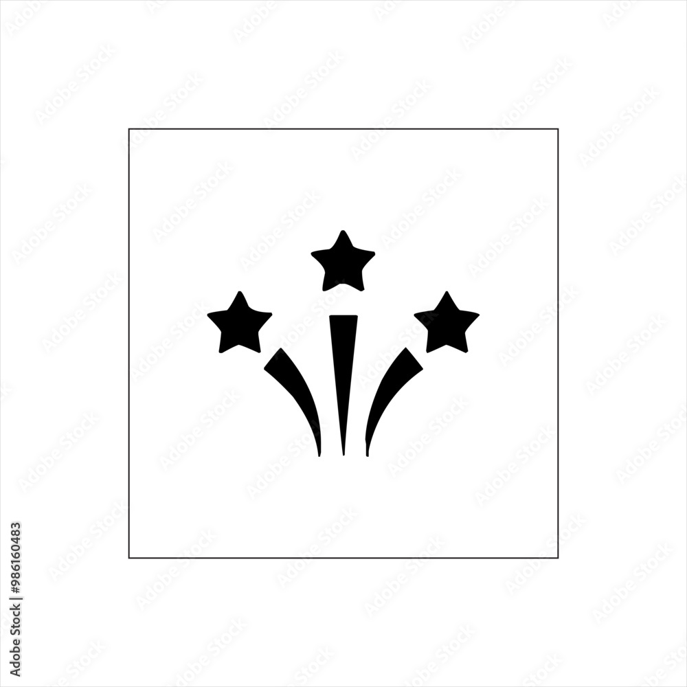 Illustration vector graphic of fireworks icon, black and white Illustration vector graphic of fireworks icon, black and white