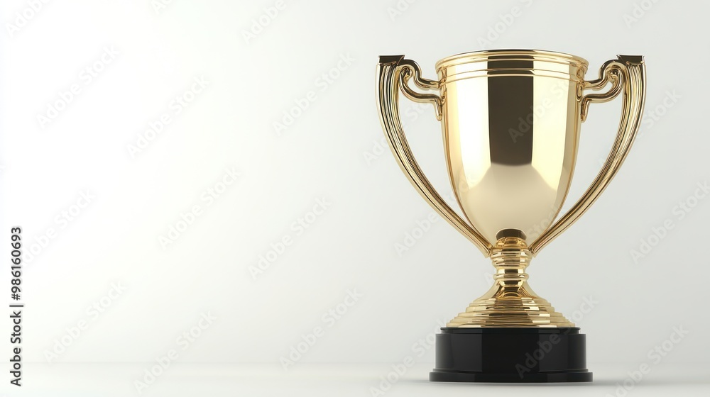 Golden trophy with a black base on a white background. Golden trophy with a black base on a white background.