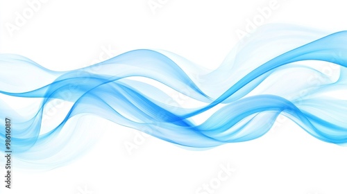 Abstract blue wave design on white background.