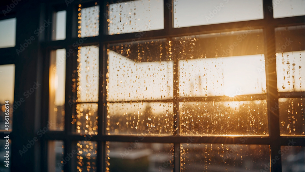 Blurred bokeh of a sunrise breaking through the window of a tech startup office Blurred bokeh of a sunrise breaking through the window of a tech startup office