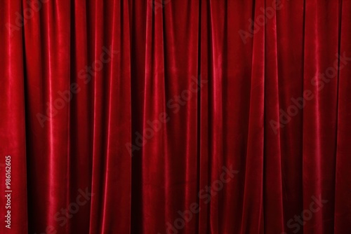 A close-up shot of a red velvet curtain, its rich texture and vibrant color capturing the essence of love and passion.