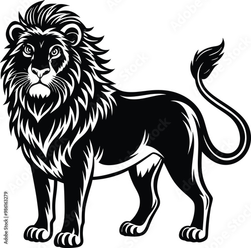 lion full body silhouette vector