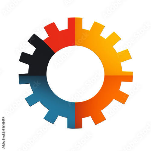 Orange mechanism symbol on transparent background