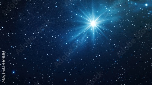 Beautiful star of Bethlehem's nativity, shining in dark blue starry sky. Generative AI transparent background
