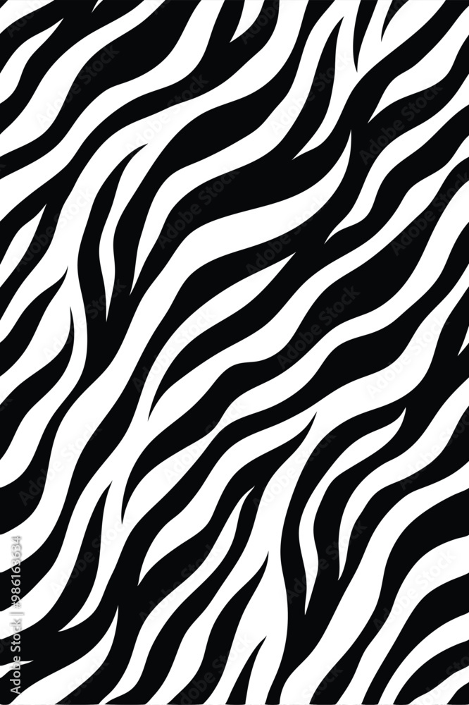 Seamless Zebra Animal Fur Pattern Vector Design. Seamless Zebra Animal Fur Pattern Vector Design.
