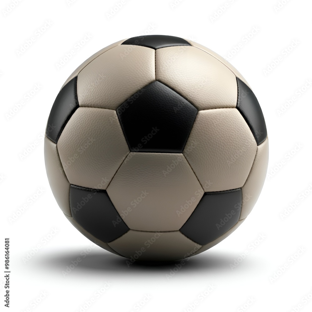 Soccer ball, soccer ball isolated on white background, clipping path, full field depth, football black and beige. Soccer ball, soccer ball isolated on white background, clipping path, full field depth, football black and beige.