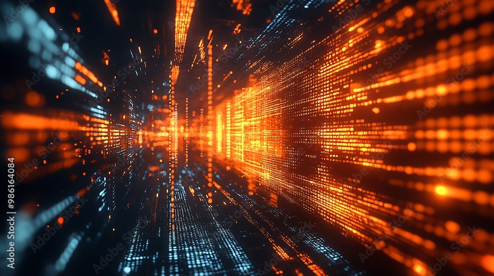 Obraz premium abstract view of data in the form of numbers, text, video and sound. : Generative AI